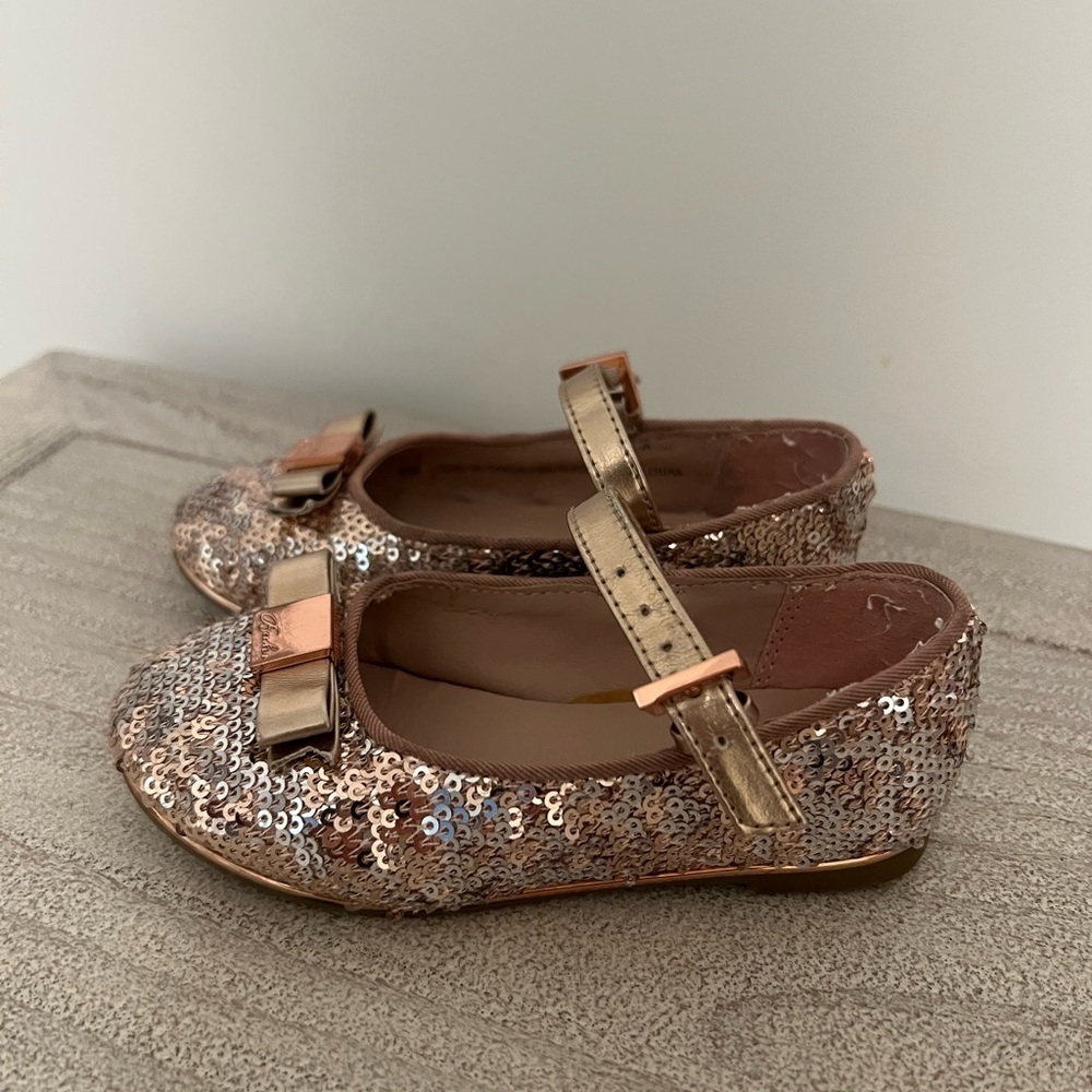 Ted Baker kids Gold Sequin Mary-Janes, Size UK 6, EUR 23